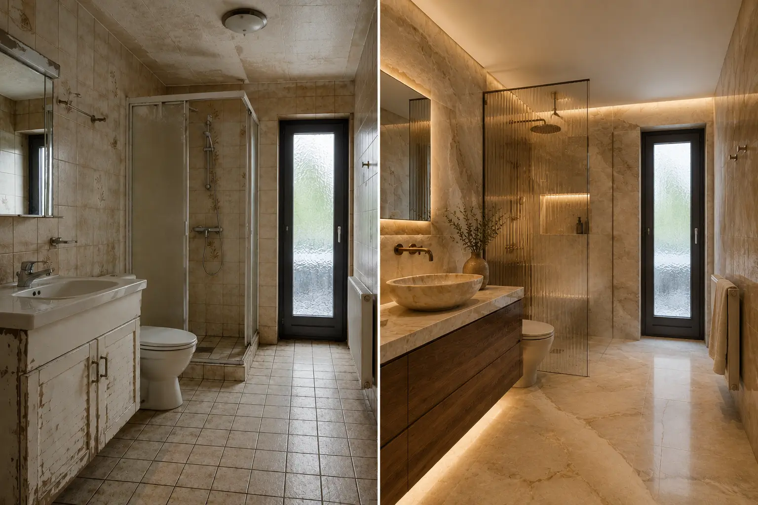 Visualiserat exempel: ett privat spa hemma, före och efter